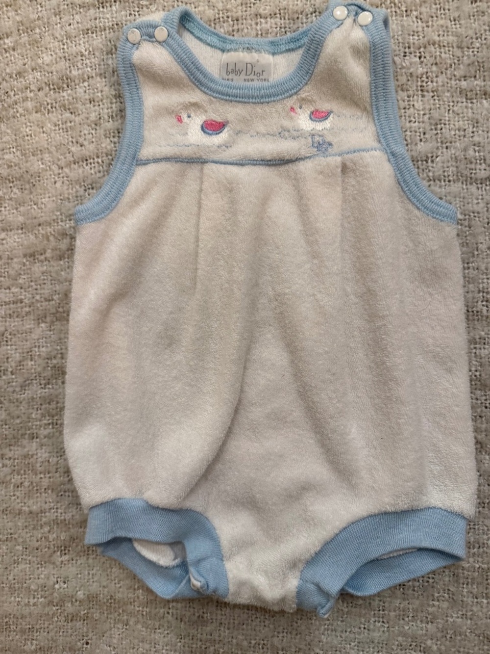 Vintage rare Baby Dior terry cloth romper sz 9 mo